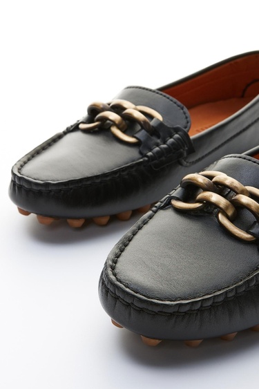  Valmenti Leane Kadın Siyah Hakiki Deri Loafer Ayakkabı