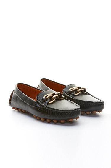  Valmenti Leane Kadın Siyah Hakiki Deri Loafer Ayakkabı