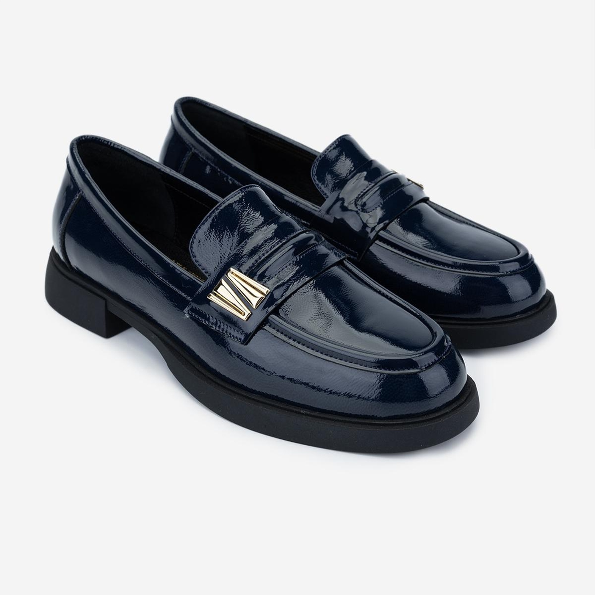 Valmenti Kadın Hakiki Deri Lacivert Loafer Ayakkabı