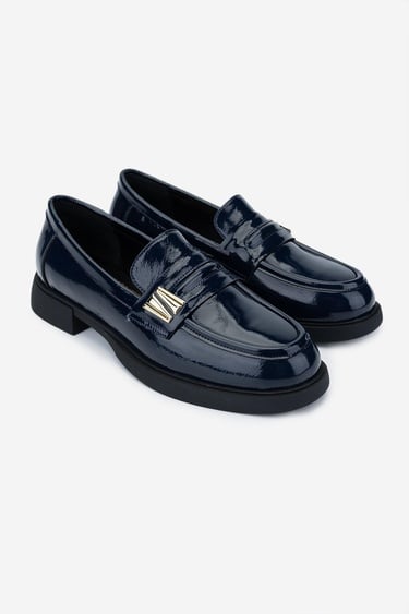  Valmenti Kadın Hakiki Deri Lacivert Loafer Ayakkabı