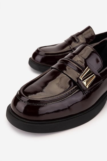  Valmenti Kadın Hakiki Deri Bordo Rugan Loafer Ayakkabı