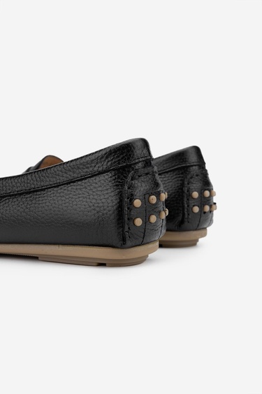  Valmenti Laisa Kadın Siyah Floter Hakiki Deri Loafer Ayakkabı