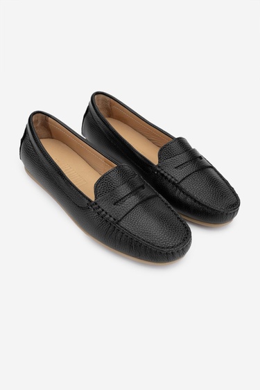  Valmenti Laisa Kadın Siyah Floter Hakiki Deri Loafer Ayakkabı