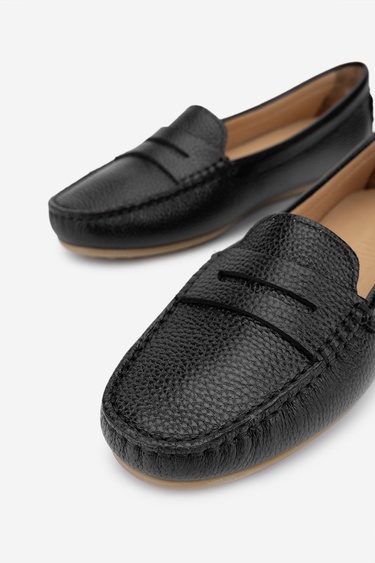  Valmenti Laisa Kadın Siyah Floter Hakiki Deri Loafer Ayakkabı