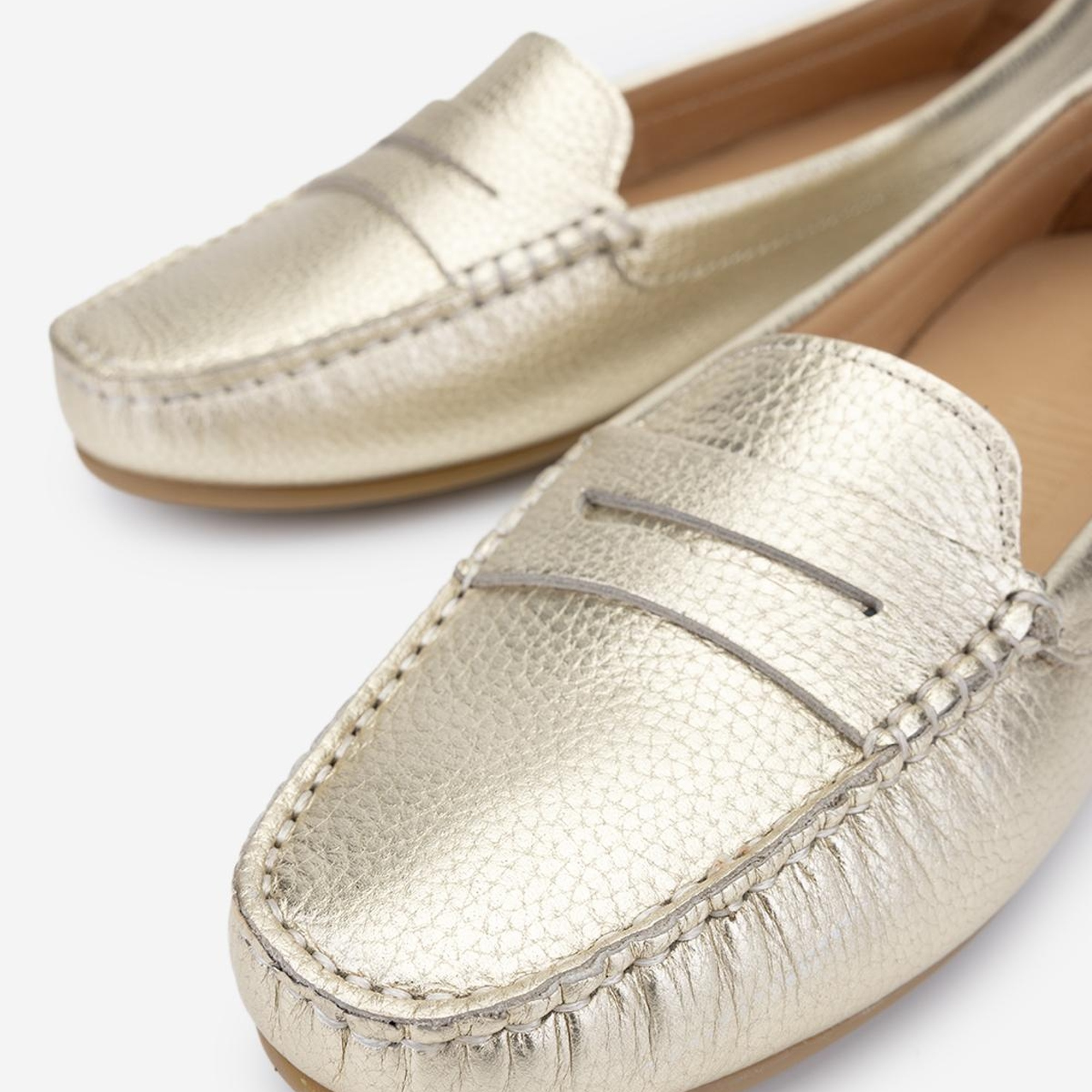 Valmenti Laisa Kadın Gold Floter Hakiki Deri Loafer Ayakkabı