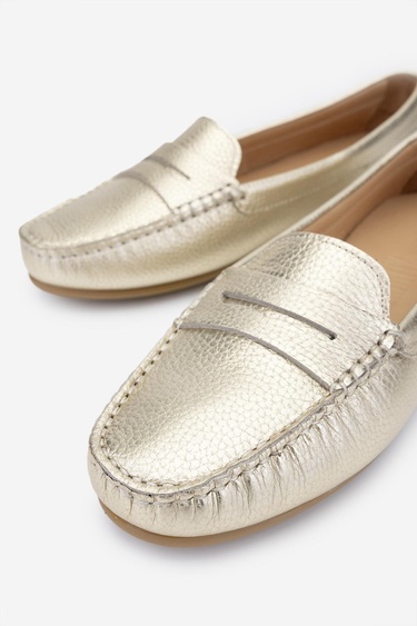  Valmenti Laisa Kadın Gold Floter Hakiki Deri Loafer Ayakkabı