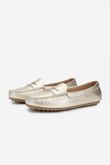  Valmenti Laisa Kadın Gold Floter Hakiki Deri Loafer Ayakkabı
