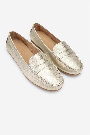  Valmenti Laisa Kadın Gold Floter Hakiki Deri Loafer Ayakkabı