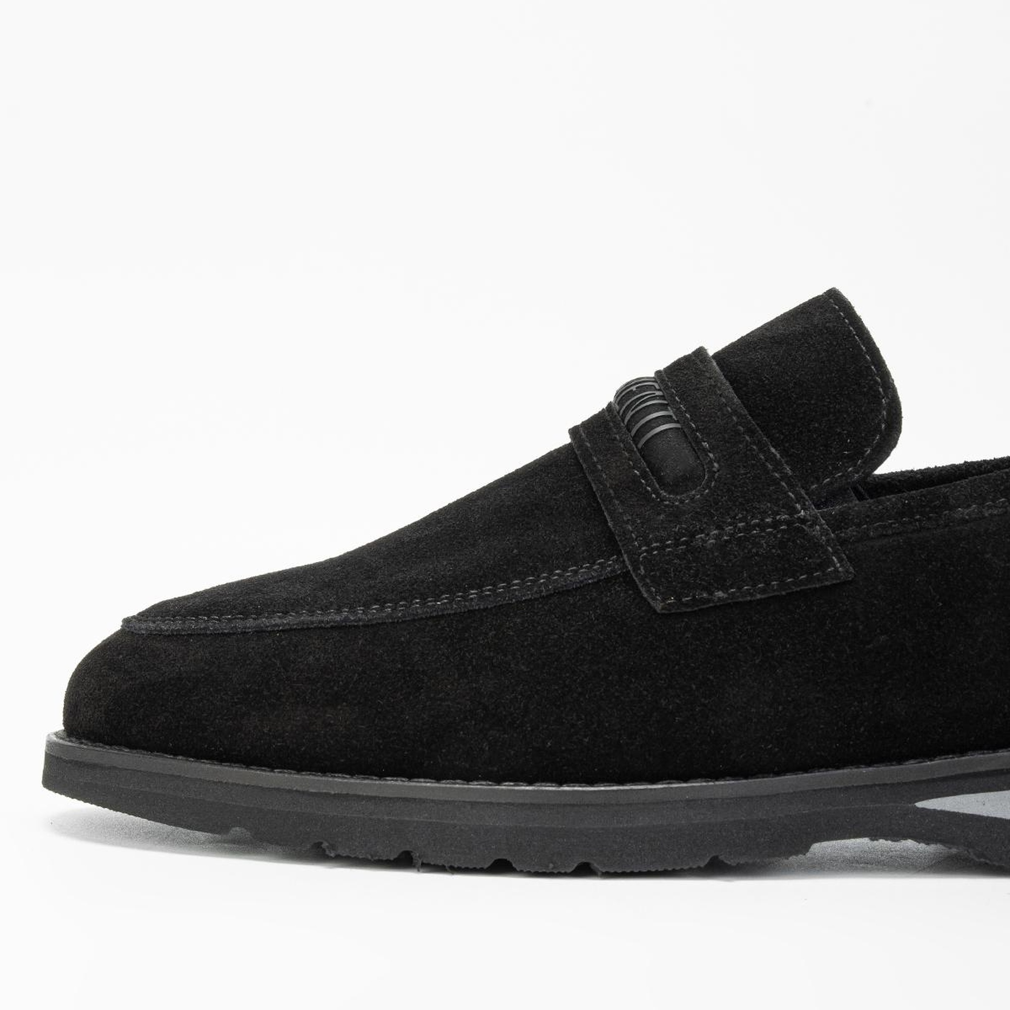 Valmenti Mera Erkek Siyah Süet Hakiki Deri Loafer Ayakkabı