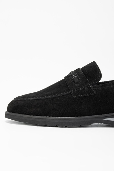  Valmenti Mera Erkek Siyah Süet Hakiki Deri Loafer Ayakkabı