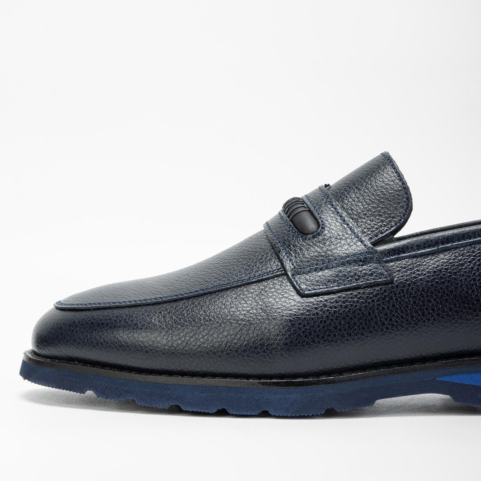 Valmenti Mera Erkek Lacivert Hakiki Deri Loafer Ayakkabı