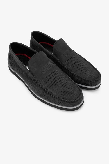  Valmenti Abriana Erkek Siyah Nubuk Hakiki Deri Loafer Ayakkabı