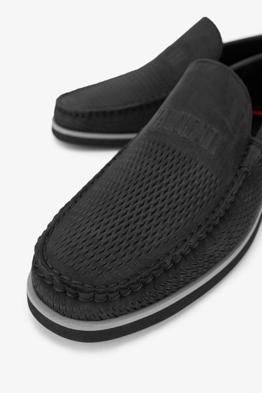  Valmenti Abriana Erkek Siyah Nubuk Hakiki Deri Loafer Ayakkabı