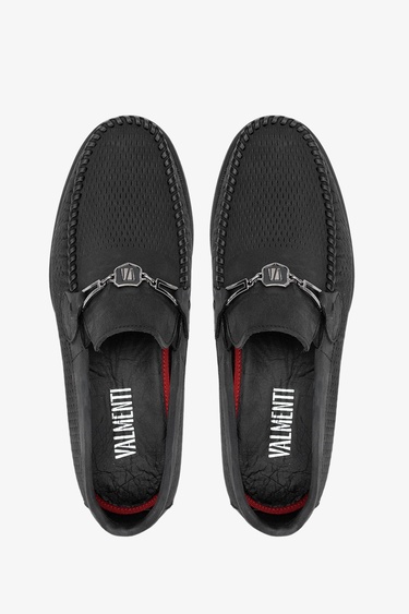  Valmenti Ester Erkek Siyah Nubuk Hakiki Deri Loafer Ayakkabı