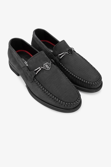  Valmenti Ester Erkek Siyah Nubuk Hakiki Deri Loafer Ayakkabı