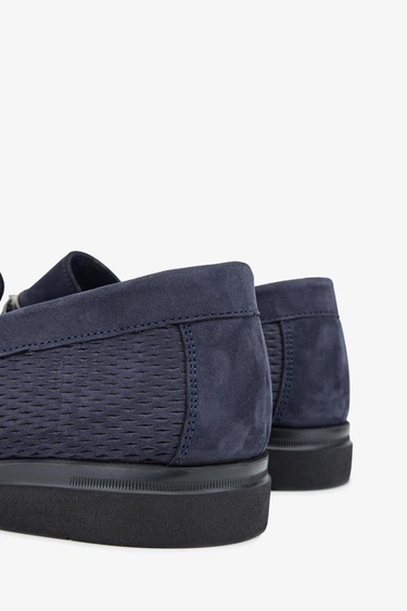  Valmenti Ester Erkek Lacivert Nubuk Hakiki Deri Loafer Ayakkabı