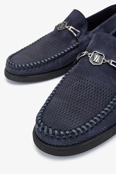  Valmenti Ester Erkek Lacivert Nubuk Hakiki Deri Loafer Ayakkabı