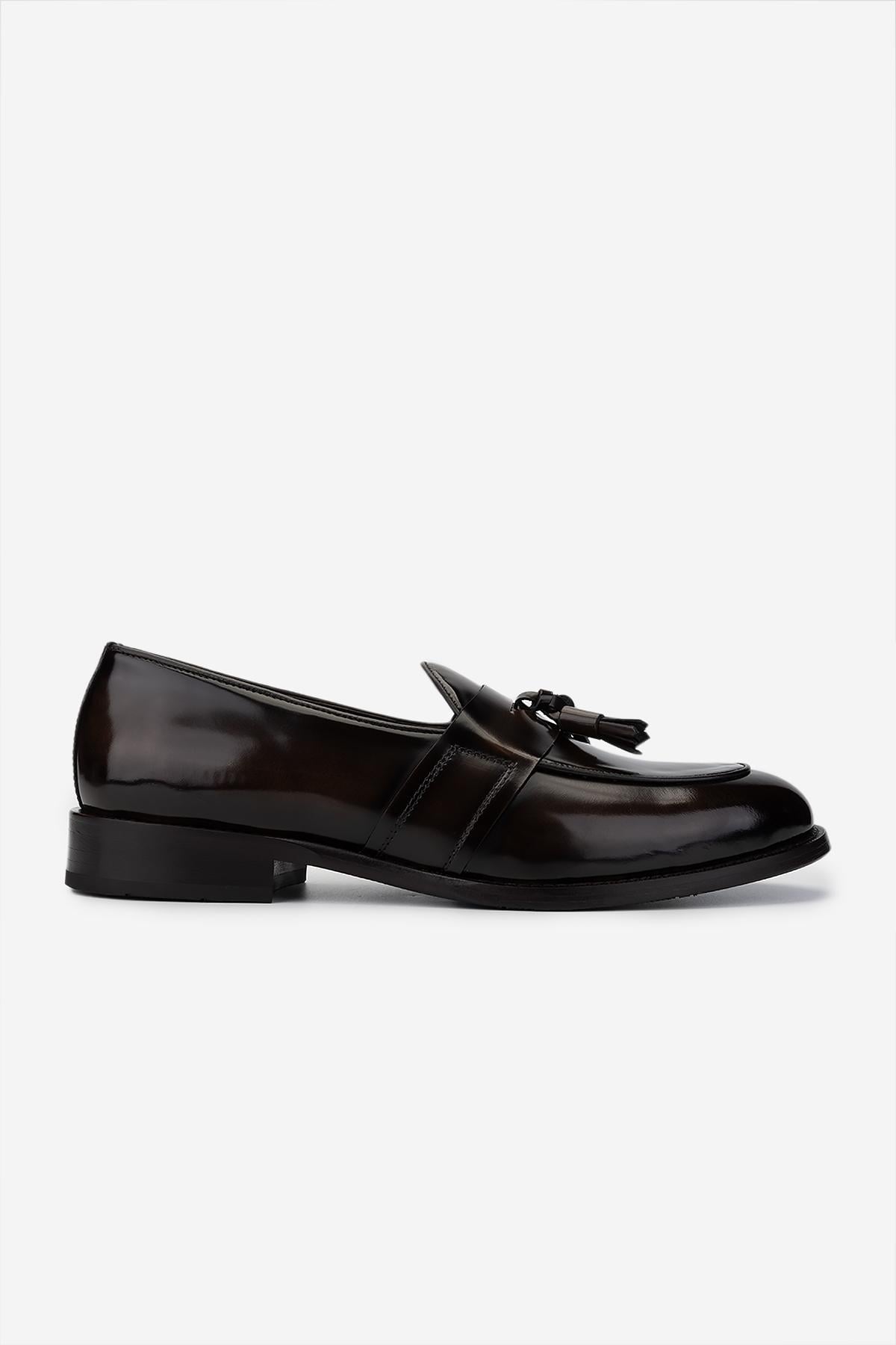  Valmenti Erkek Hakiki Deri Kahverengi Loafer Ayakkabı