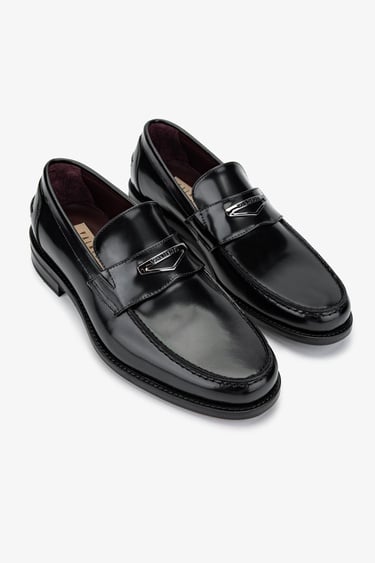  Valmenti Erkek Hakiki Deri Siyah Açma Loafer Ayakkabı