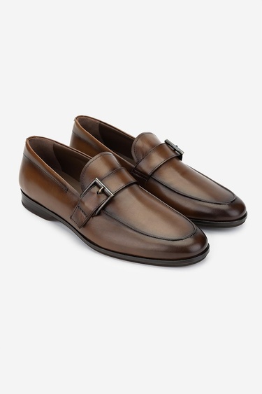  Valmenti Erkek Hakiki Deri Taba Loafer Ayakkabı