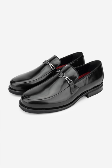  Valmenti Erkek Hakiki Deri Siyah Açma Loafer Ayakkabı
