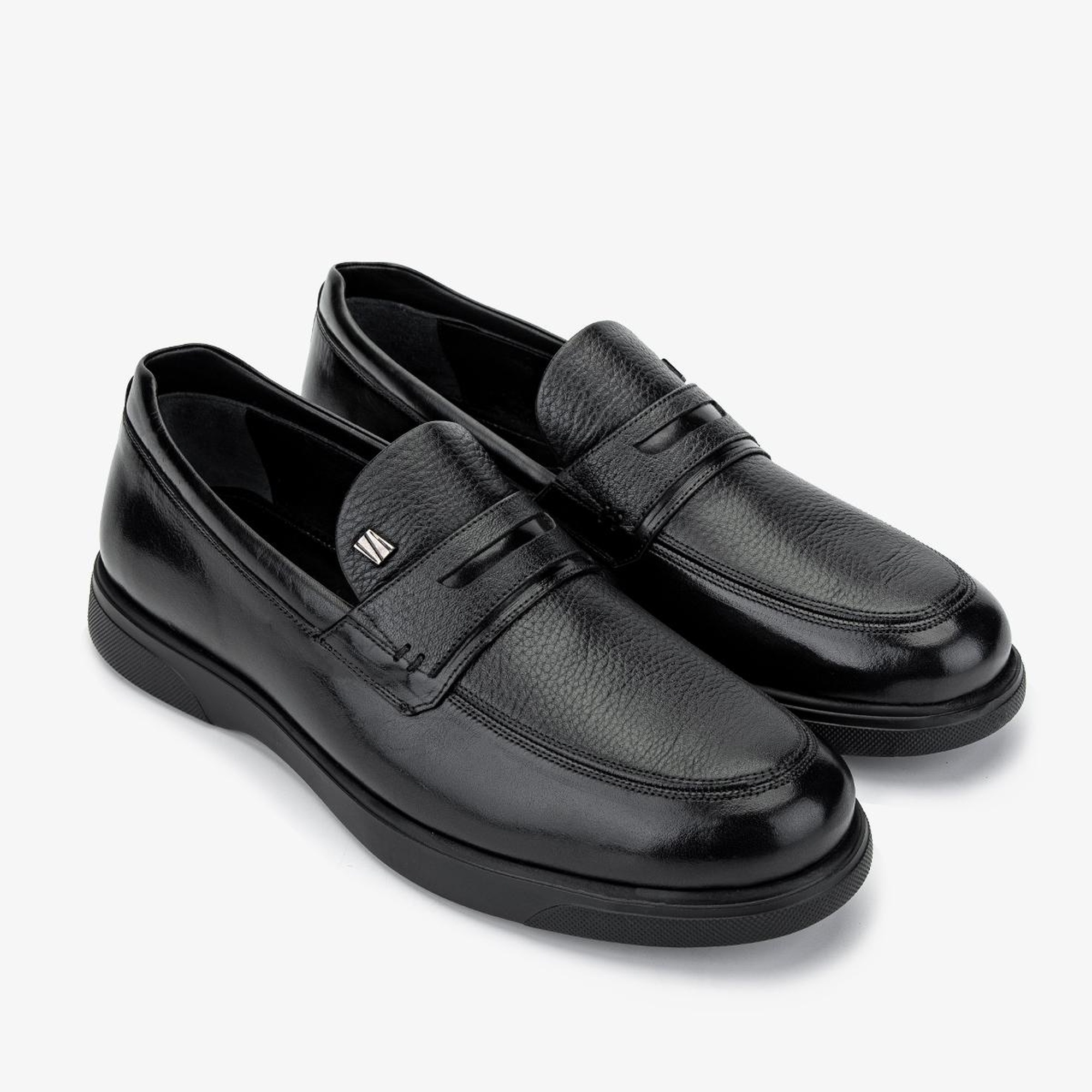 Valmenti Erkek Hakiki Deri Siyah Floter Loafer Ayakkabı