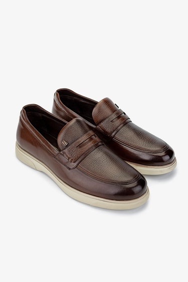  Valmenti Erkek Hakiki Deri Taba Loafer Ayakkabı