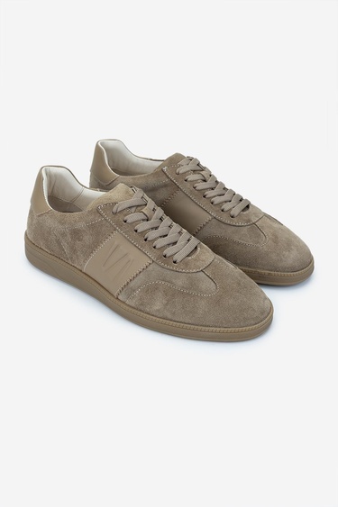  Valmenti Erkek Hakiki Deri Bej Süet Sneakers & Spor Ayakkabı