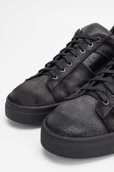  Valmenti Erkek Siyah grft Hakiki Deri Sneakers & Spor Ayakkabı