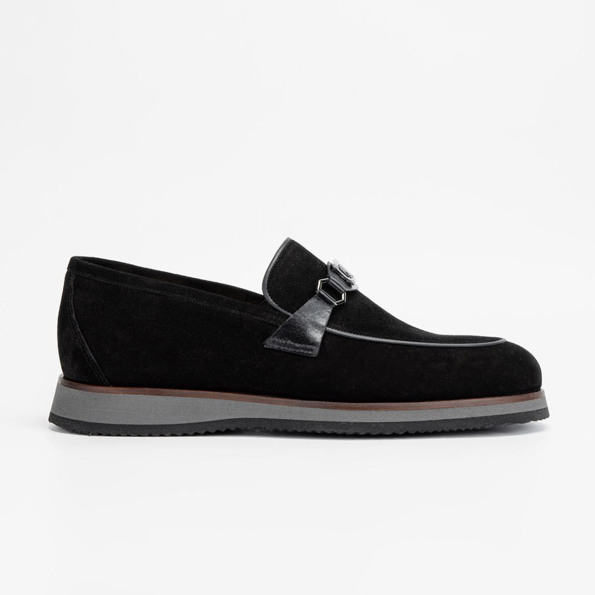 Valmenti Erkek Siyah Süet Hakiki Deri Loafer Ayakkabı