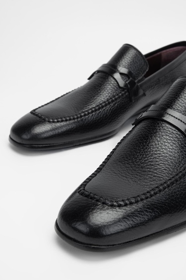  Valmenti Erkek Siyah gyk Hakiki Deri Loafer Ayakkabı