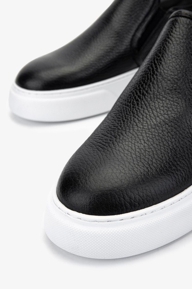  Valmenti Erkek Hakiki Deri Siyah Floter Casual Ayakkabı