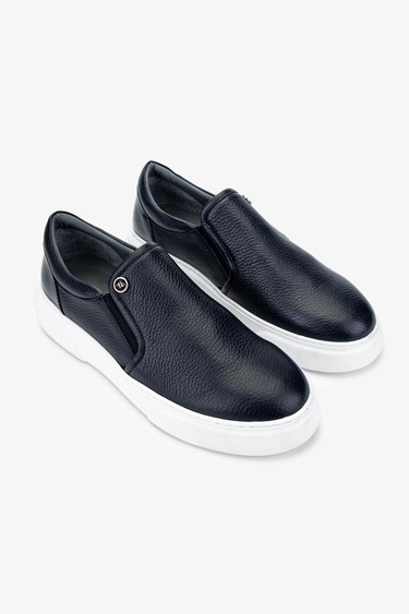  Valmenti Erkek Hakiki Deri Lacivert Casual Ayakkabı