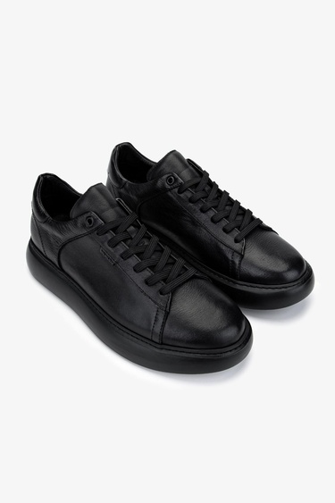 Valmenti Erkek Hakiki Deri Siyah Deri Sneakers & Spor Ayakkabı