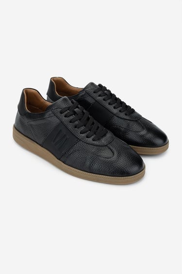  Valmenti Erkek Hakiki Deri Siyah Floter Sneakers & Spor Ayakkabı