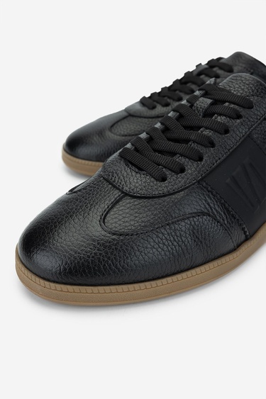  Valmenti Erkek Hakiki Deri Siyah Floter Sneakers & Spor Ayakkabı