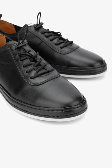  Valmenti Erkek Siyah Hakiki Deri Casual Ayakkabı