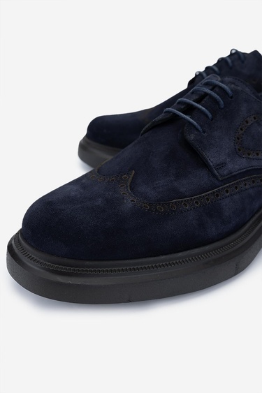  Valmenti Erkek Hakiki Deri Lacivert Süet Casual Ayakkabı