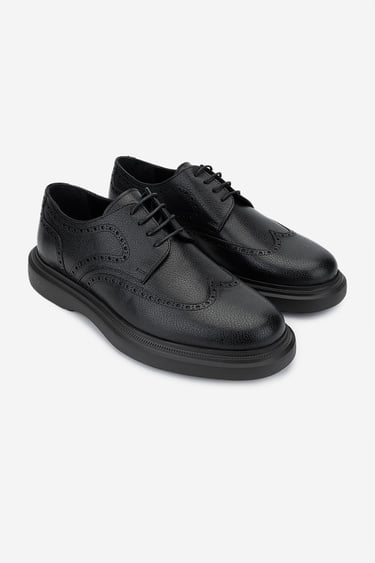  Valmenti Erkek Hakiki Deri Siyah Casual Ayakkabı