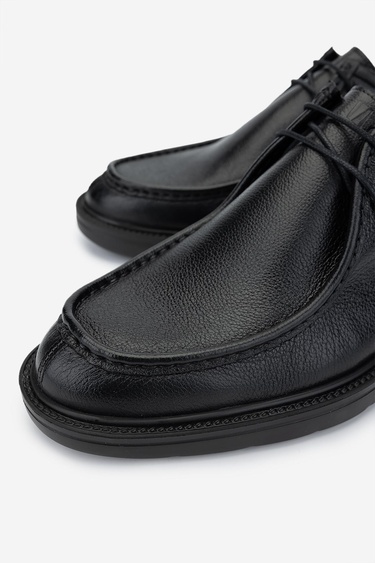  Valmenti Erkek Hakiki Deri Siyah Deri Casual Ayakkabı