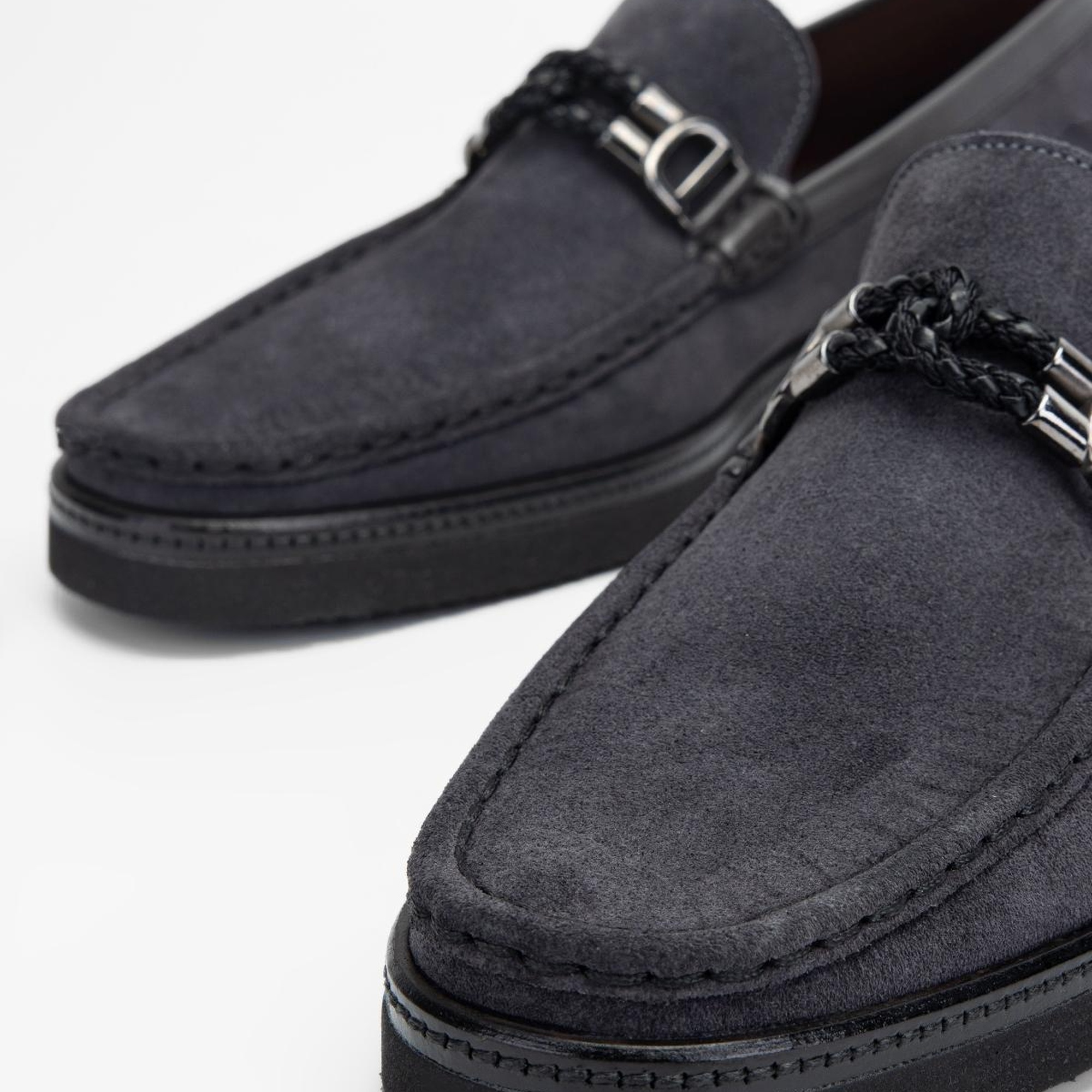 Valmenti Erkek Gri Süet Hakiki Deri Loafer Ayakkabı