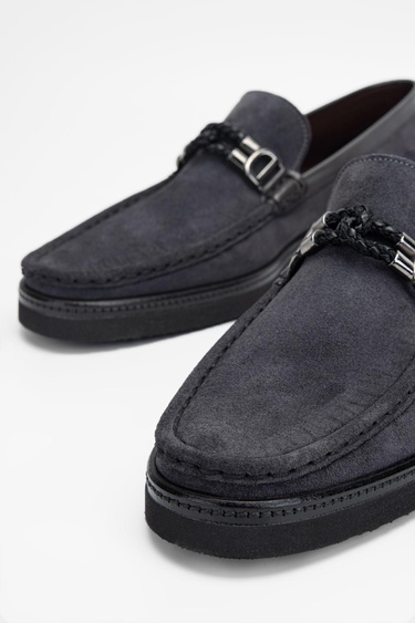  Valmenti Erkek Gri Süet Hakiki Deri Loafer Ayakkabı