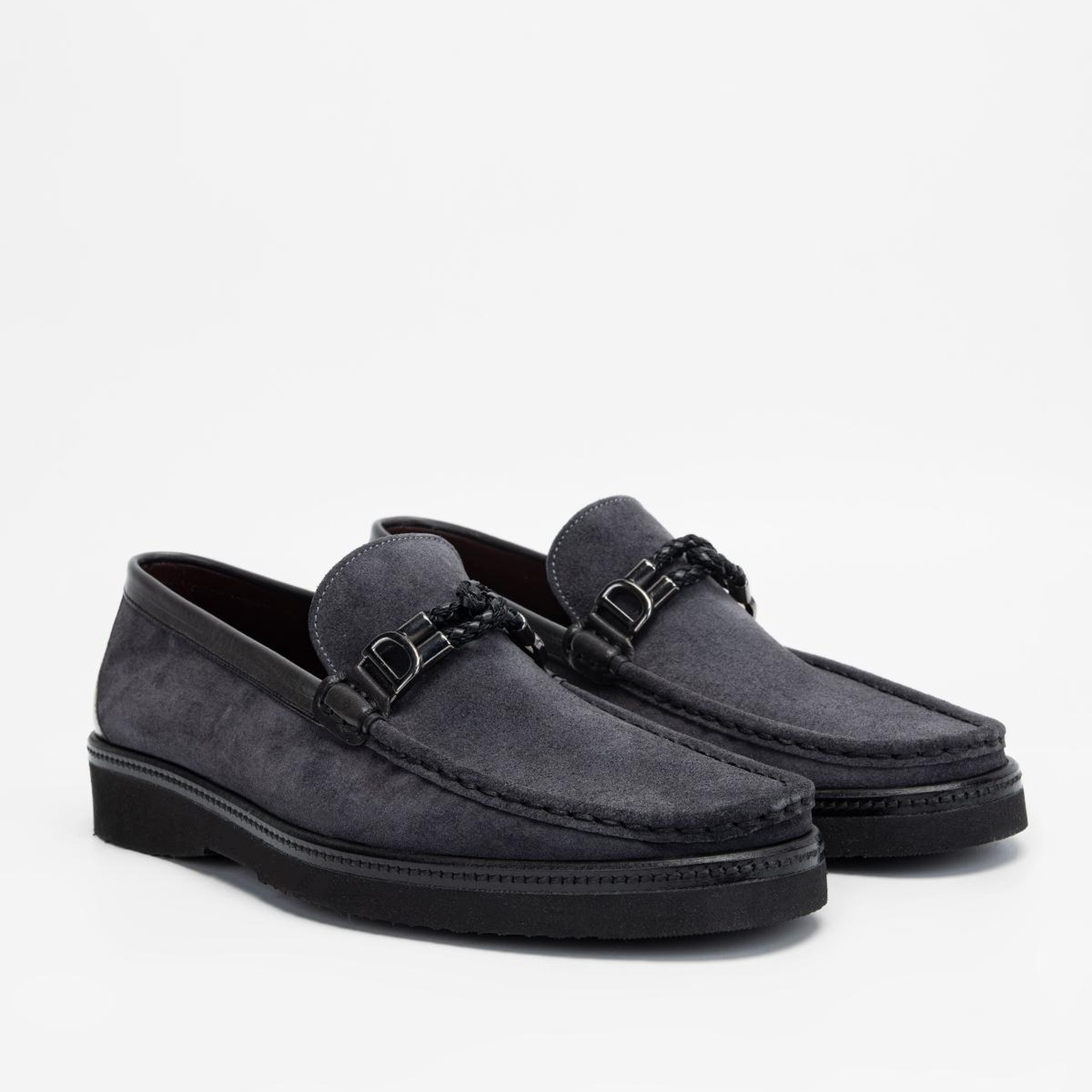 Valmenti Erkek Gri Süet Hakiki Deri Loafer Ayakkabı