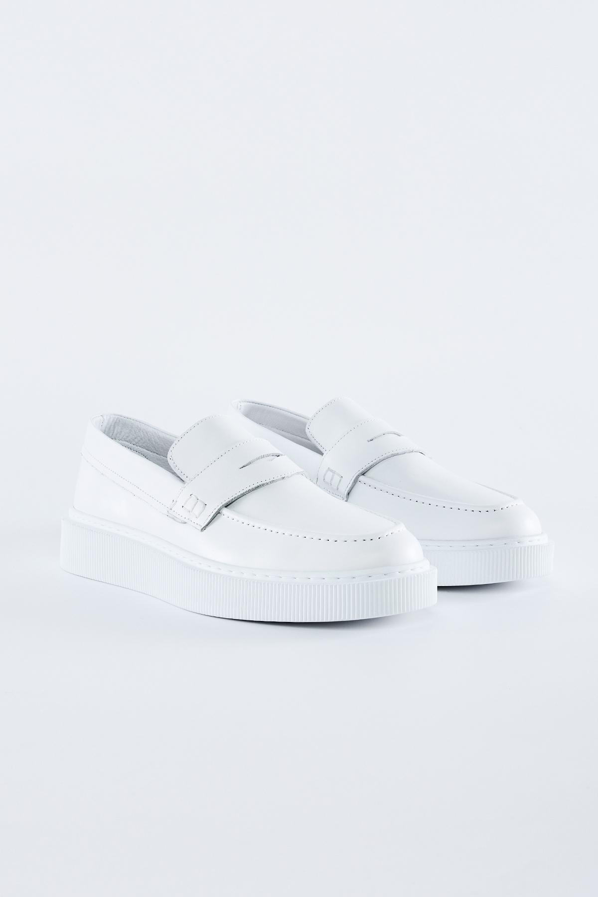  Valmenti Diego Erkek Beyaz Hakiki Deri Loafer Ayakkabı