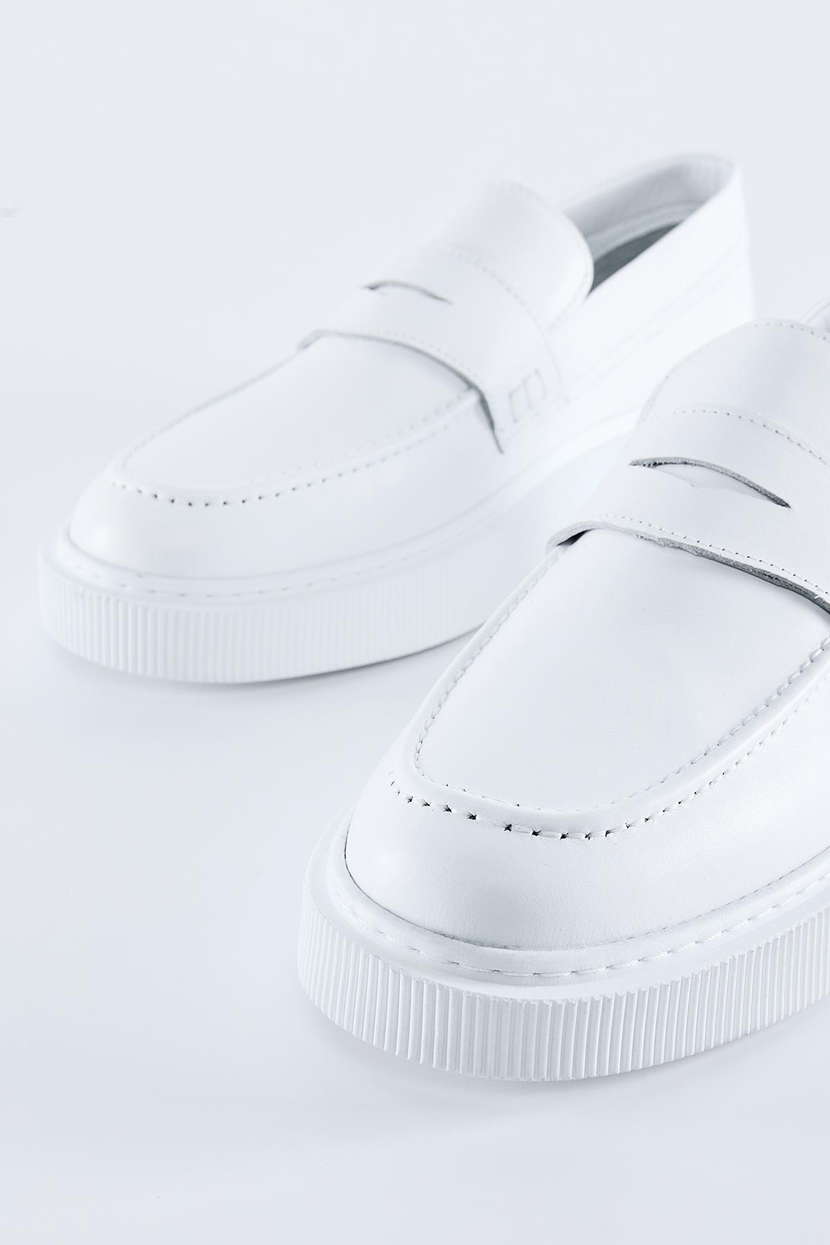  Valmenti Diego Erkek Beyaz Hakiki Deri Loafer Ayakkabı