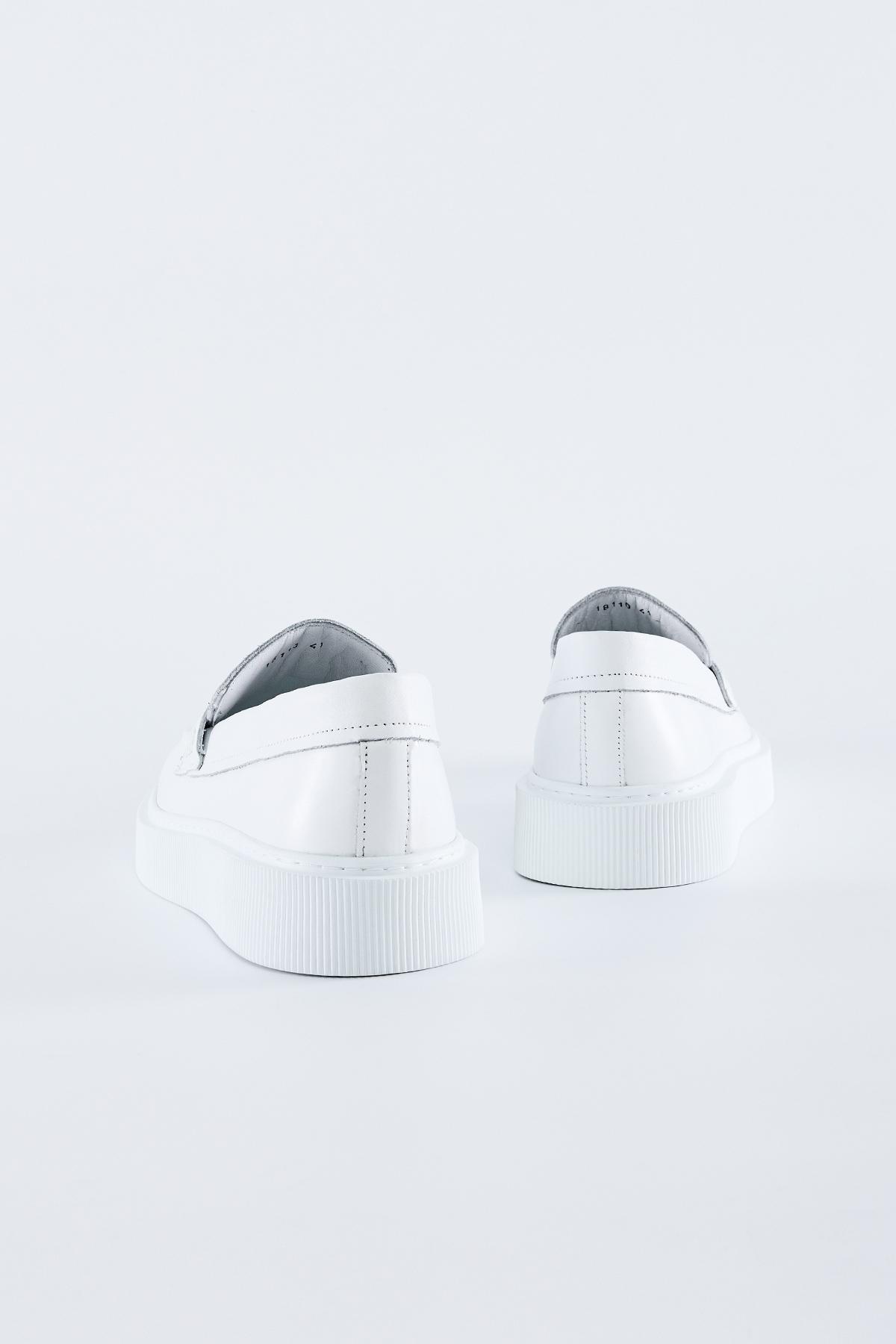  Valmenti Diego Erkek Beyaz Hakiki Deri Loafer Ayakkabı