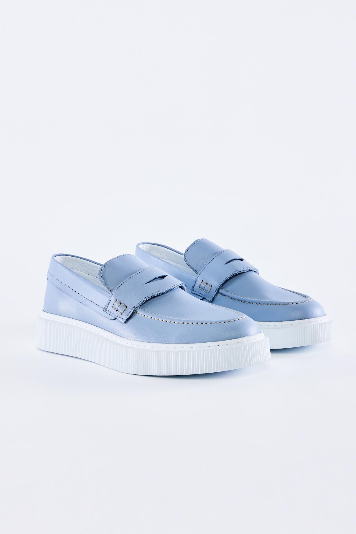 Valmenti Diego Erkek Mavi Hakiki Deri Loafer Ayakkabı