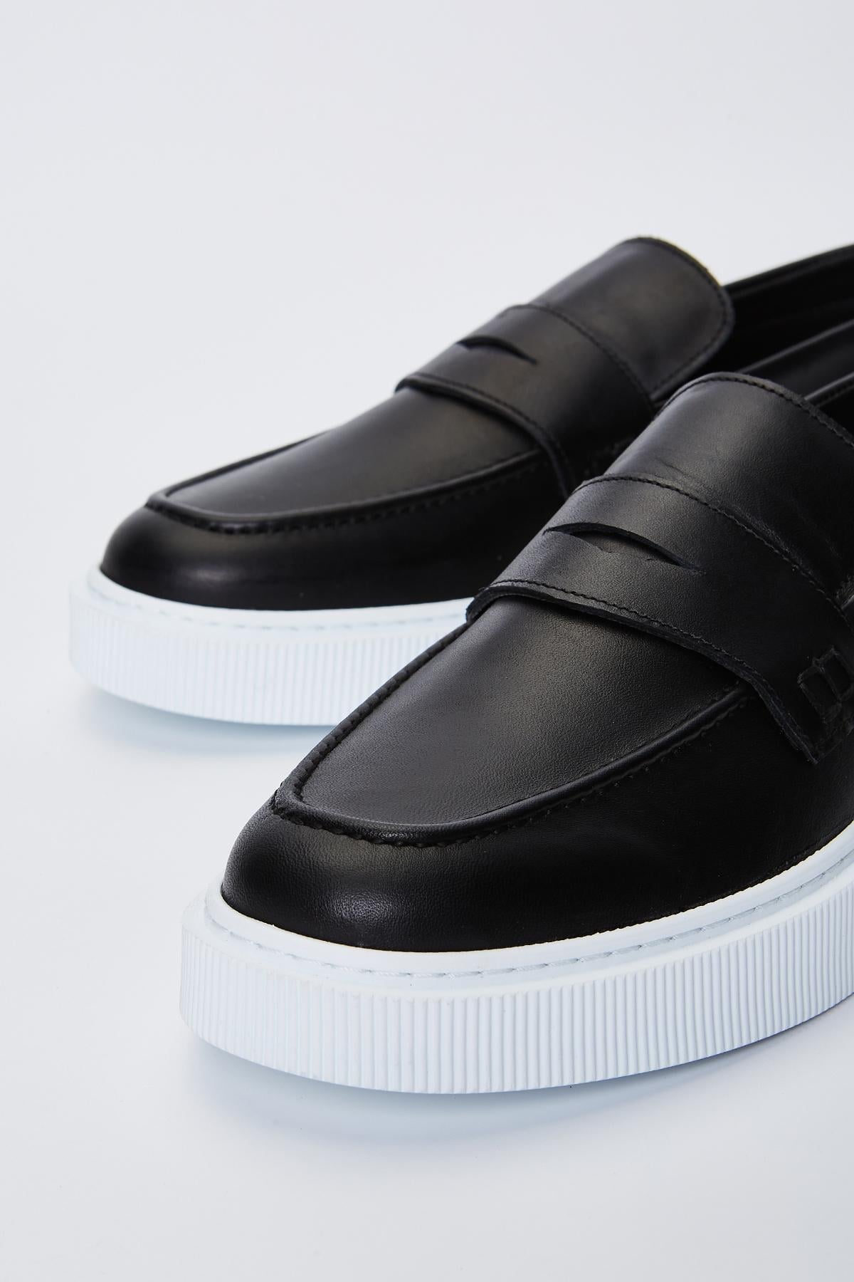  Valmenti Diego Erkek Siyah Hakiki Deri Loafer Ayakkabı