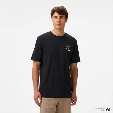  Converse Erkek Grafik Baskılı Siyah T-Shirt