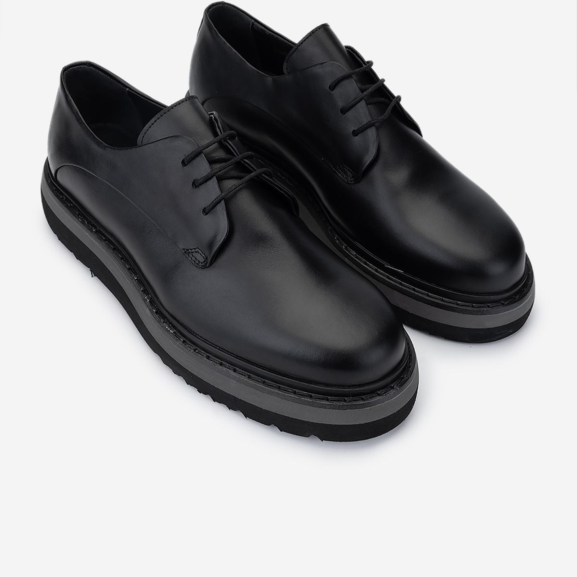 Valmenti Erkek Hakiki Deri Siyah Deri Casual Ayakkabı